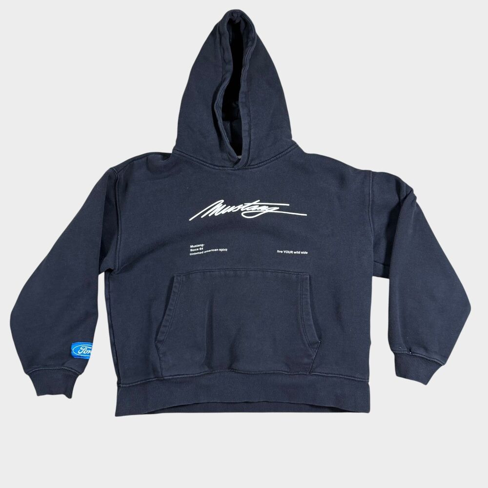 Zara Ford Mustang Hoodie Kids 13-14 164 Black Pullover Sweatshirt Streetwear - Picture 1 of 12